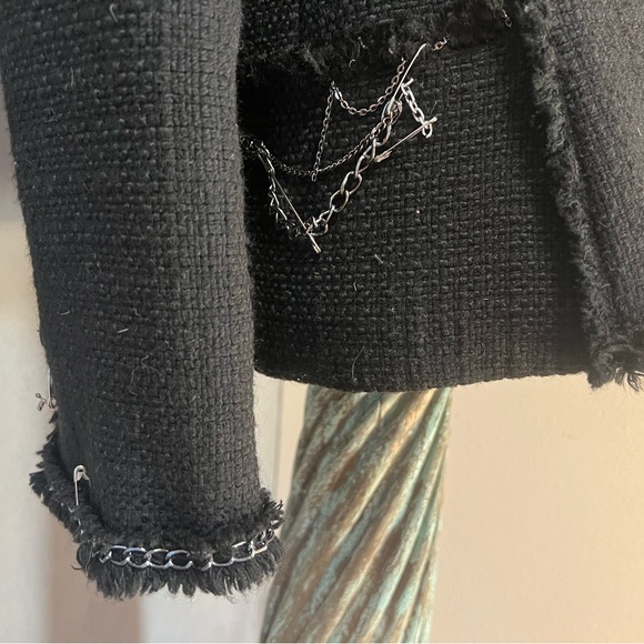 Upcycled Ann Taylor Chunky Boucle’ Jacket w. Chain, Pin & Charm Embellishments - Picture 7 of 16